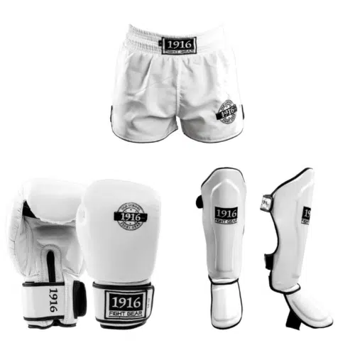1916 Kickboks Set Leer Wit