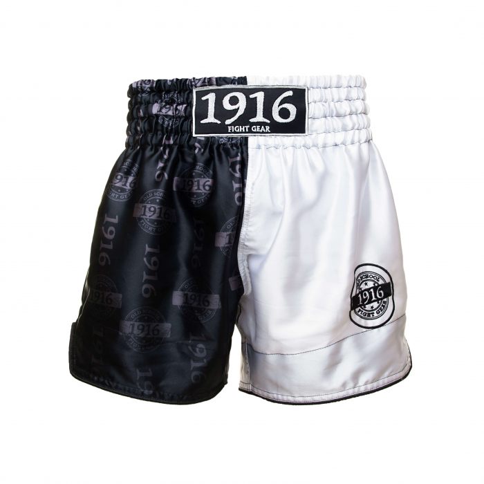 1916 fight gear kickboksbroek glory zwart/wit