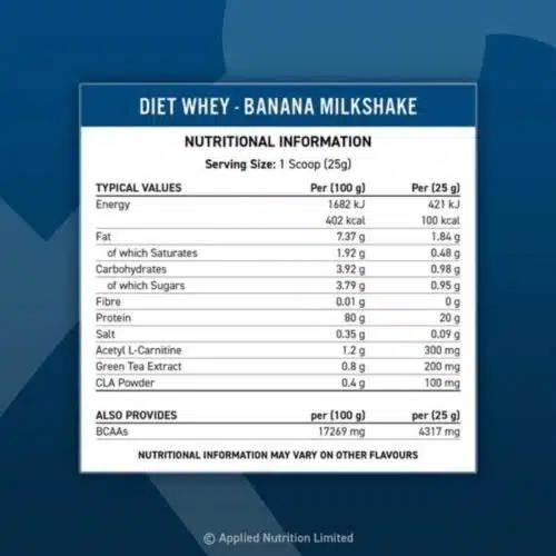 Applied nutrition diet whey protein banaan