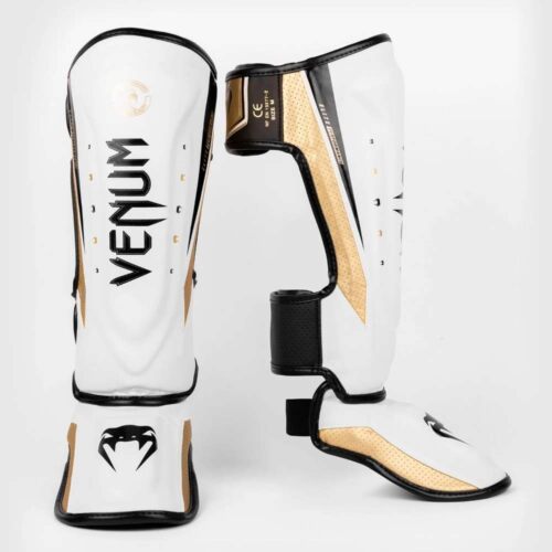 venum scheenbeschermers elite evo white/gold