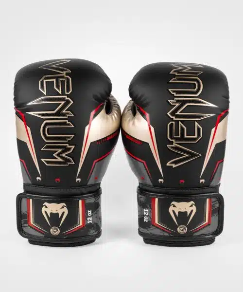 Venum bokshandschoenen elite evo zwart/goud/rood