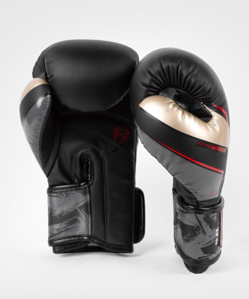 Venum bokshandschoenen elite evo zwart/goud/rood