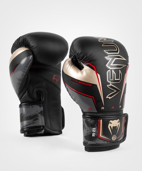 Venum bokshandschoenen elite evo zwart/goud/rood