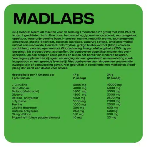 Kosso nutrition pre workout madlabs