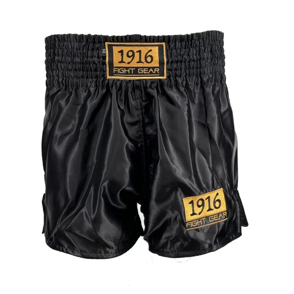1916 fight gear kickboksbroek classic 2.0 zwart/goud