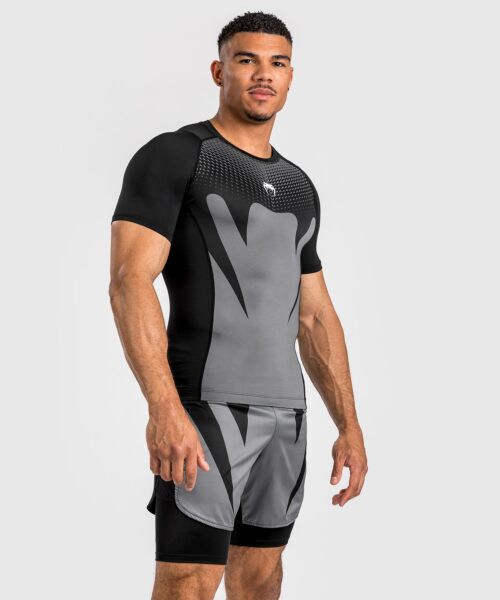 Venum Attack Heren Korte Mouw Rashguard - Zwart/Grijs