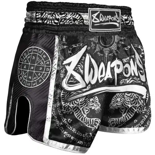 8weapons Kickboksbroek Carbon Sak Yant Tigers Black