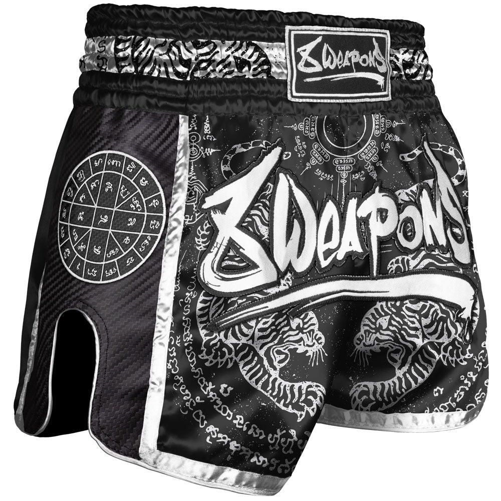 8weapons Kickboksbroek Carbon Sak Yant Tigers Black