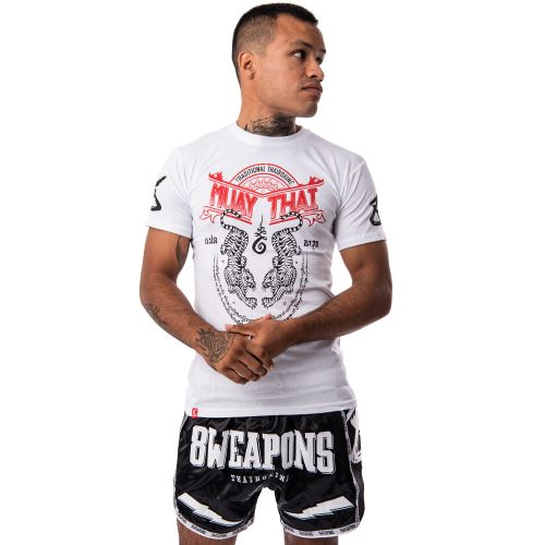 8weapons T-Shirt Sak Yant Tigers White