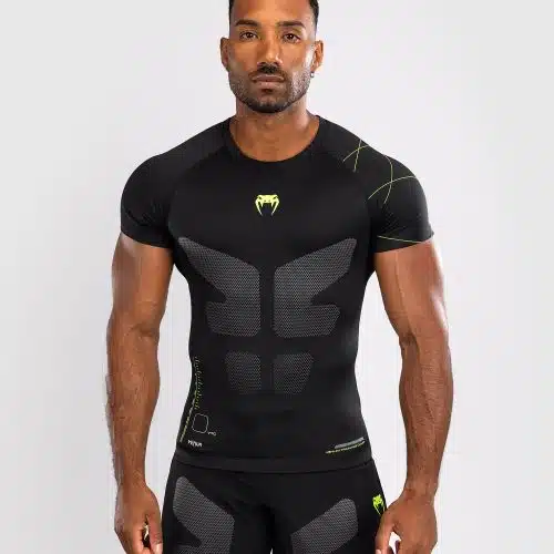 Venum Training Camp 4.0 Rashguard met korte mouwen - Zwart/Neon groen