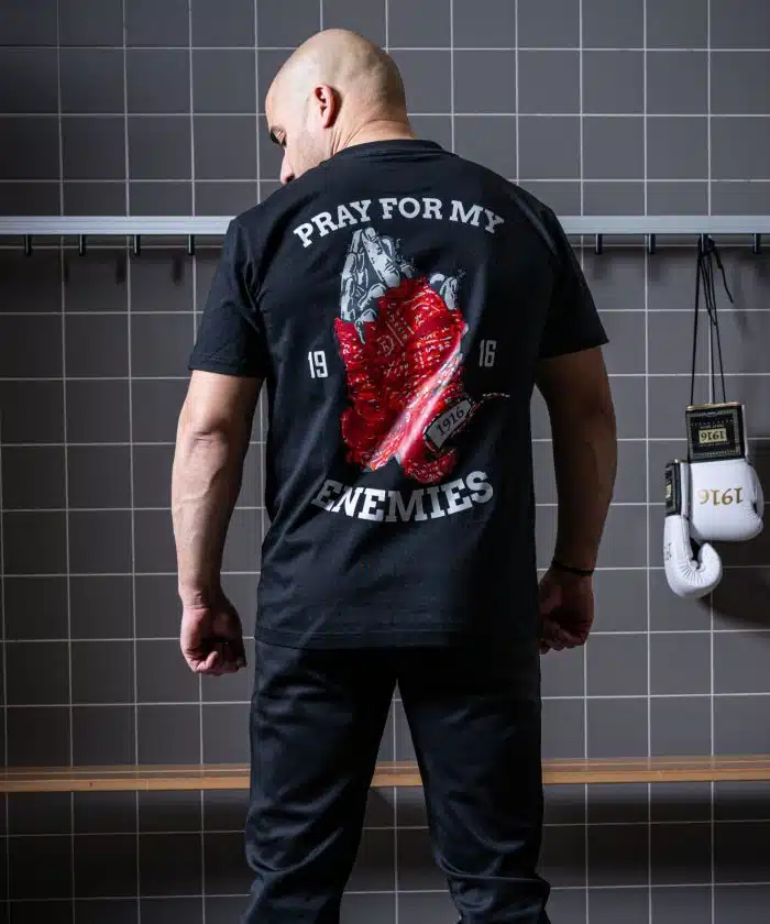 1916 fight gear t-shirt pray for my enemies 2.0 black/red