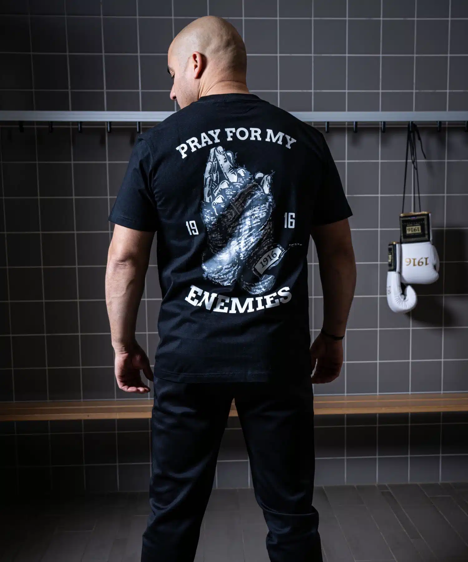 1916 fight gear t-shirt pray for my enemies 2.0 black/grey