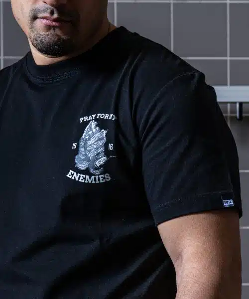 1916 fight gear t-shirt pray for my enemies 2.0 black/grey