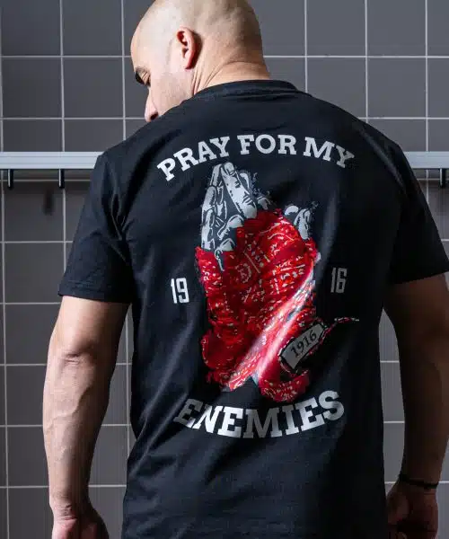 1916 fight gear t-shirt pray for my enemies 2.0 black/red