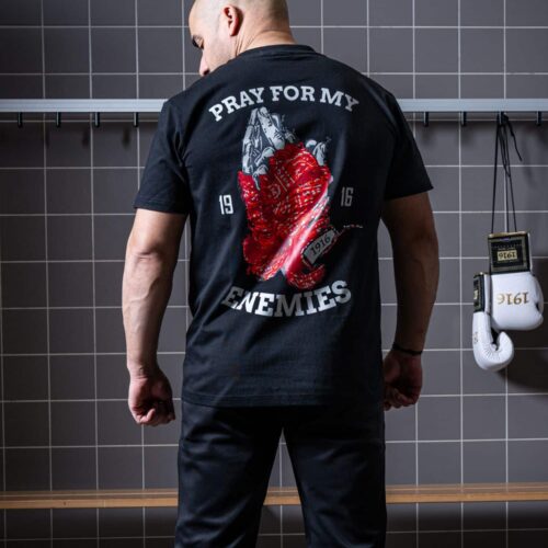 1916 fight gear t-shirt pray for my enemies 2.0 black/red