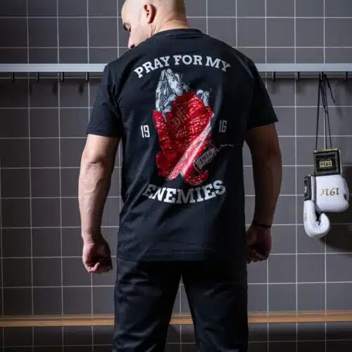 1916 fight gear t-shirt pray for my enemies 2.0 black/red