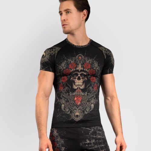 Venum Rashguard Short Sleeve Santa Muerte 5.0 Deep Black/Gold