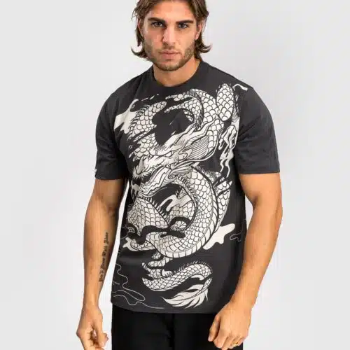 Venum Dragon's Flight Heren T-Shirt - Charcoal Grijs/Cream Wit
