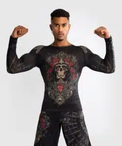 Venum Rashguard Long Sleeve Santa Muerte 5.0 Deep Black/Gold